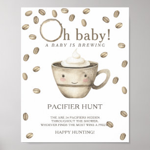 Poster Kawaii Coffee - jeu de chasse à la tétine pour bab