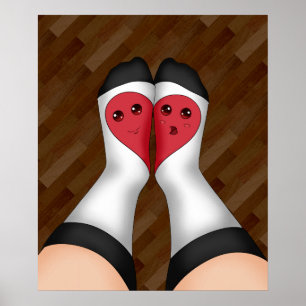Poster Kawaii Correspondance Chaussettes Coeur