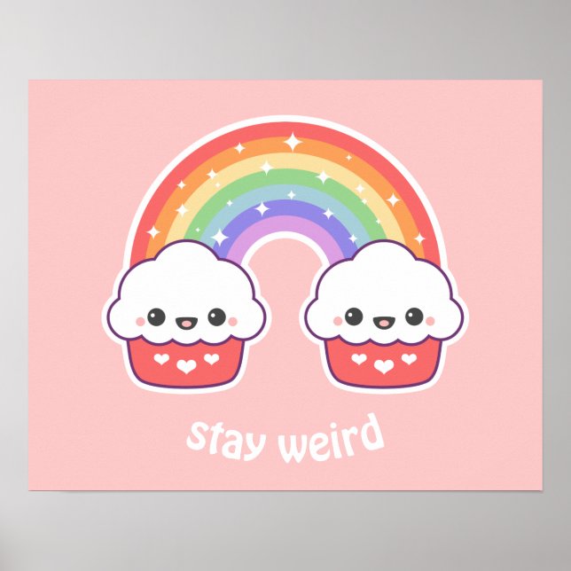 Poster Kawaii Cupcake Rainbow (Devant)