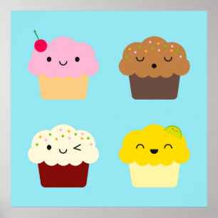 Poster Kawaii Cupcakes