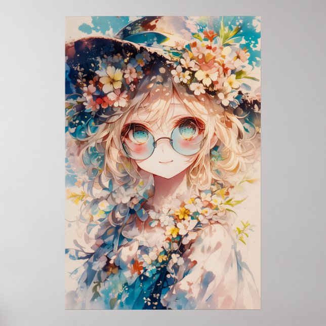 Poster Kawaii Floral Girl (Devant)