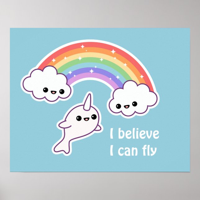Poster Kawaii Flying Narwhal (Devant)