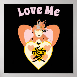 Poster Kawaii Foxy Cosplay Love Heart