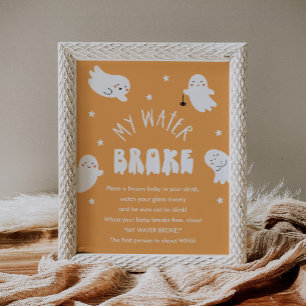 Poster Kawaii Halloween My Water Broke Baby shower Jeu