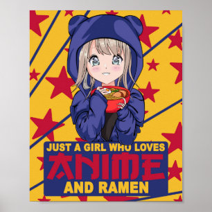 Poster Kawaii Neko Ramen Lover - Anime japonaise aux noui