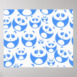 Poster Kawaii Panda bébé bleu et blanc modèle