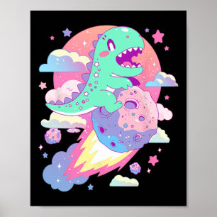Poster Kawaii Pastel Goth Déplaisant Cute Chibi Dinosaur 