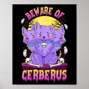 Poster Kawaii Pastel Goth mignon Chien Déplaisant 3 têtes