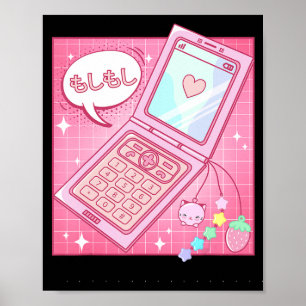 Poster Kawaii Retro 90s Japonais Y2K Flip Phone