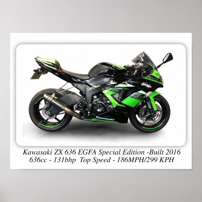 Poster Kawasaki ZX636 EGFA Edition spéciale Moto -A3 (Devant)