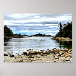 Poster Kayak à partir d'une crique près de l'île Barenof