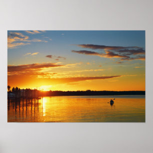 Poster Kayakiste de Floride au coucher du soleil