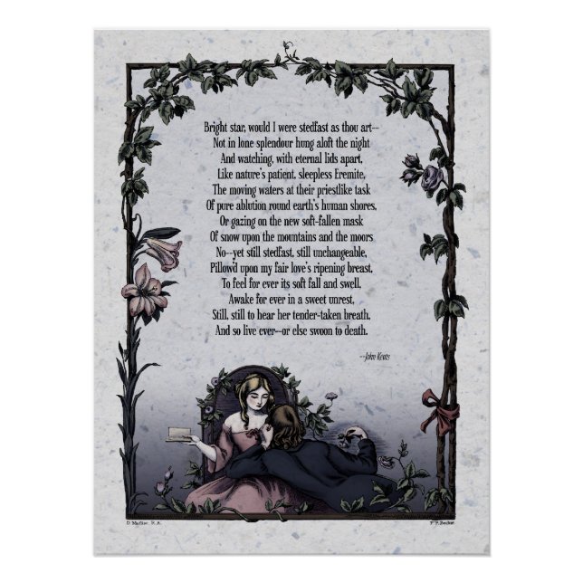 Poster Keats de poésie victorienne "Bright Star" brillant (Devant)