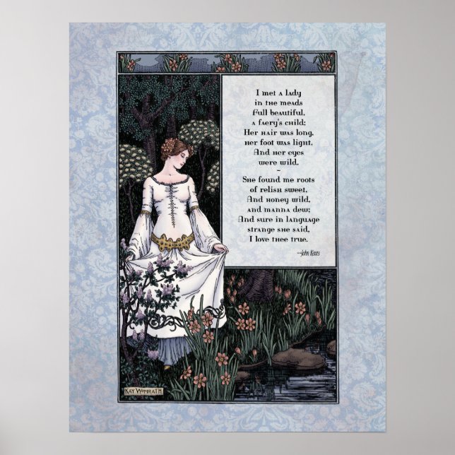 Poster Keats "La Belle Dame" Victorian Art Poetry 17x22 (Devant)