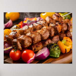 Poster Kébab chichi appétissant avec viande grillée