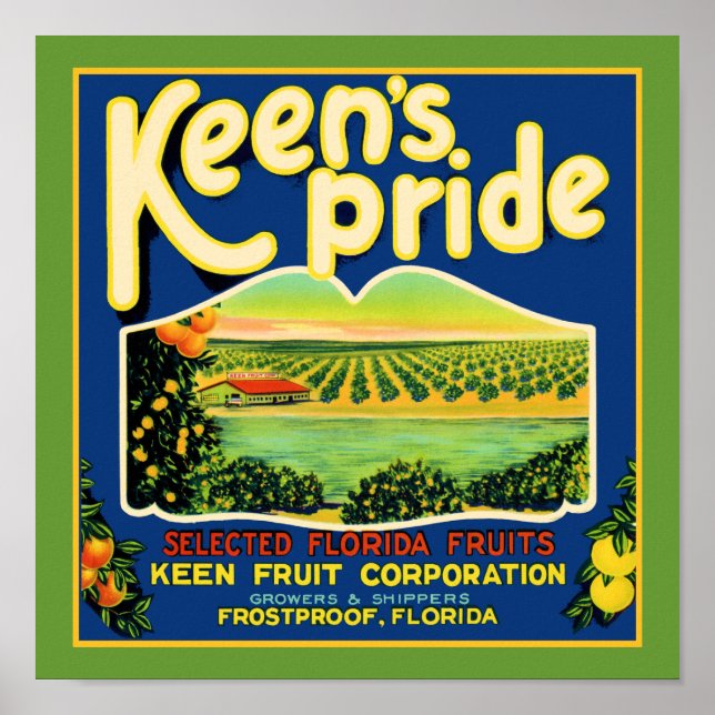 Poster Keen's Pride Frostproof Florida Étiquette (Devant)