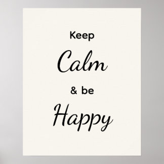 Poster Keep Calm & Be Happy Black White