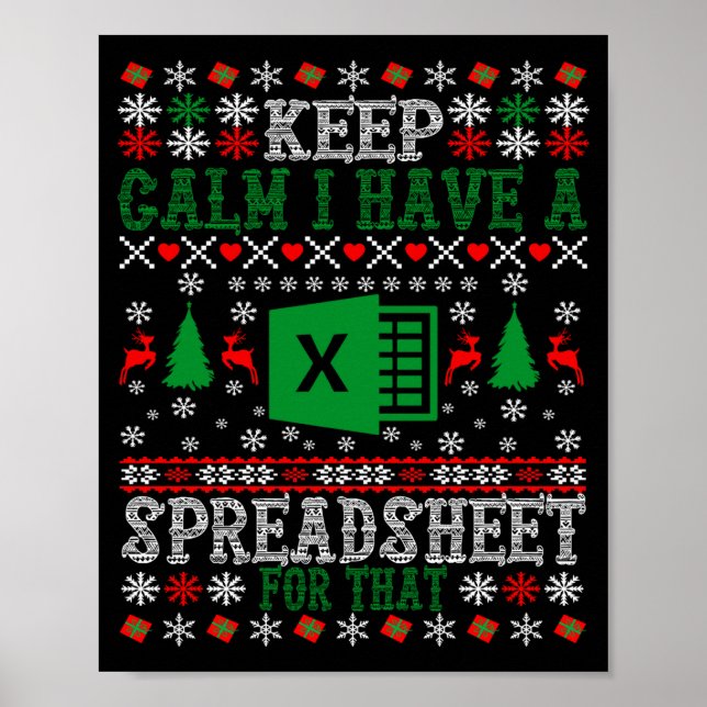 Poster Keep Calm I Have A Spreadsheet For That Christmas  (Devant)