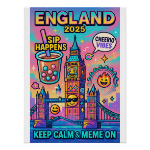Poster Keep Calm & Meme On" - Londres en style Gen Z