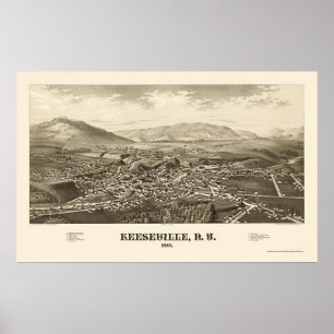 Poster Keeseville, carte panoramique de New York - 1887