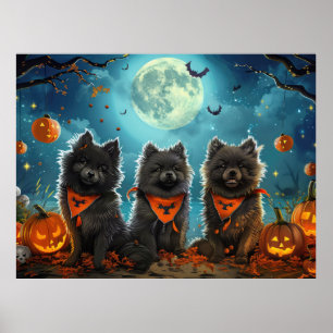 Poster Keeshond Halloween Éffrayant