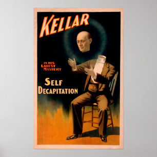 Poster Kellar exécutant la magie de l'auto-décapitation