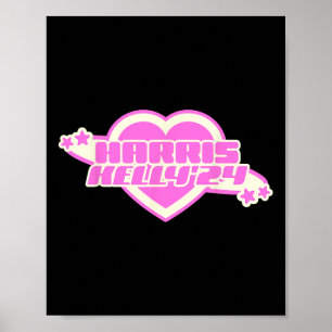 Poster Kelly 2024 Fille Démocrate Coeur Rose tendance