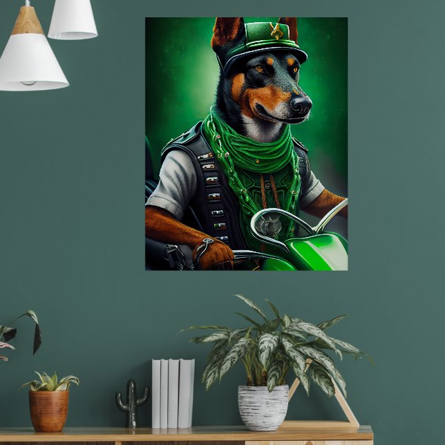 Poster Kelpie australienne conduite vélo St. Patrick's Da (Salon 1)