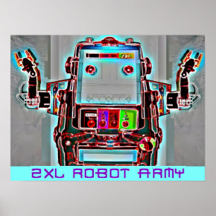 Poster Ken Gage 2-XL Robot Army Retrowave Pop Surréalisme