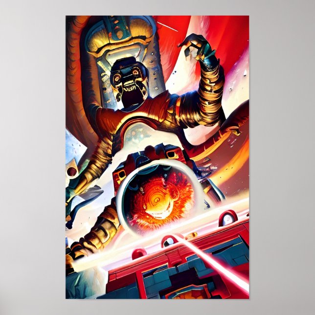 Poster Ken Gage Tire les canons laser Art rétro (Devant)