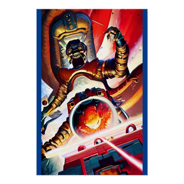 Poster Ken Gage Tire les canons laser Art rétro (Devant)