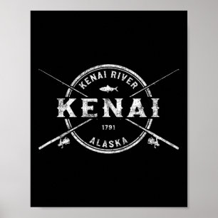 Poster Kenai Ak Cannes à pêche croisées vintage