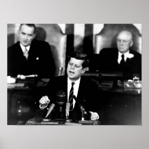 Poster Kennedy Annonce Une Mission Sur La Lune