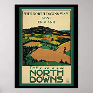 Poster Kent, Angleterre, North Downs,