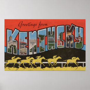 Poster Kentucky (Scène de course de cheval) - Grande Lett