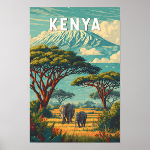 Poster Kenya Illustration Voyage Art Vintage