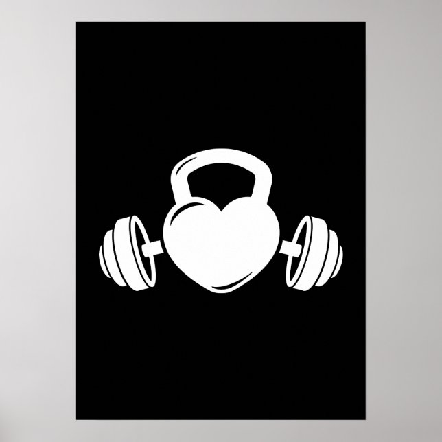 Poster Kettlebell Barbell Love - Gym Workout Motivational (Devant)