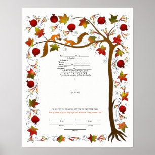 Poster Ketubah avec arbre de vie à l'automne 170926