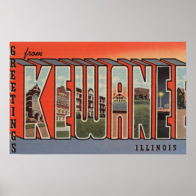 Poster Kewanee, Illinois - Scènes de grandes lettres 2 (Devant)