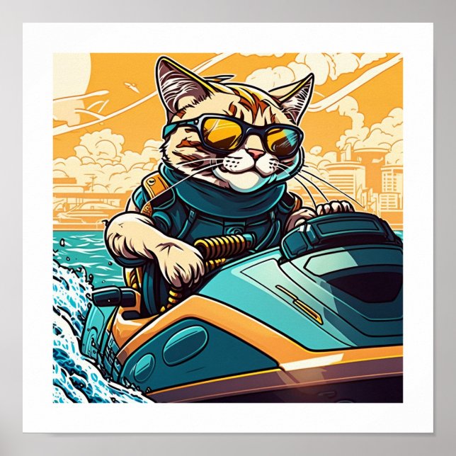 Poster Kewl Beans - Chat Cool avec lunettes de soleil sur (Devant)