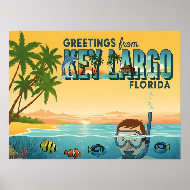 Poster Key Largo Florida – Tropical Vacation (Devant)