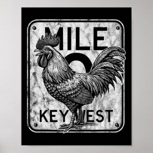 Poster Key West Florida Chicken Retro Mile 0 Rooster Dist