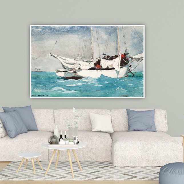 Poster Key West, Hauling Ancre, Winslow Homer Marine Art (Créateur téléchargé)