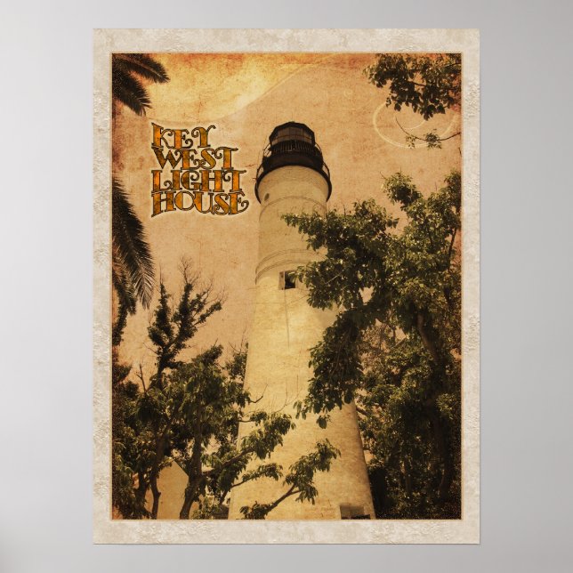 Poster Key West Lighthouse photo Vintage (Devant)
