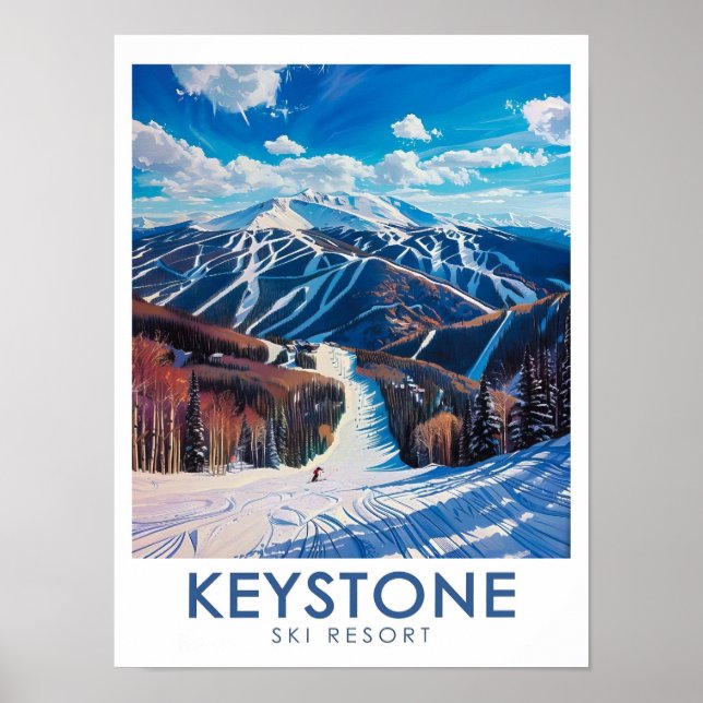 Poster Keystone Ski Resort Art - Dercum Mountain Print -  (Devant)