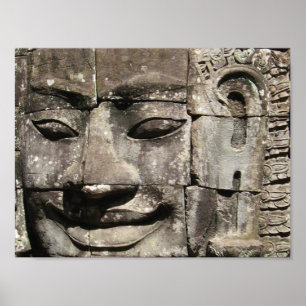 Poster Khmer Stone Face ... Temple de Bayon, Cambodge
