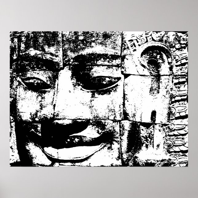Poster Khmer Stone Face ... Temple de Bayon, Cambodge (Devant)