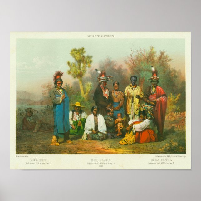Poster Kickapoo Indian Group, Casimiro Castro, 1864 (Devant)