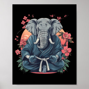 Poster Kickboxing Éléphant Karaté Taekwondo Jiu-Jitsu MMA