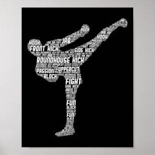 Poster Kickboxing Kickboxer Taekwondo Karaté Enfants Garç